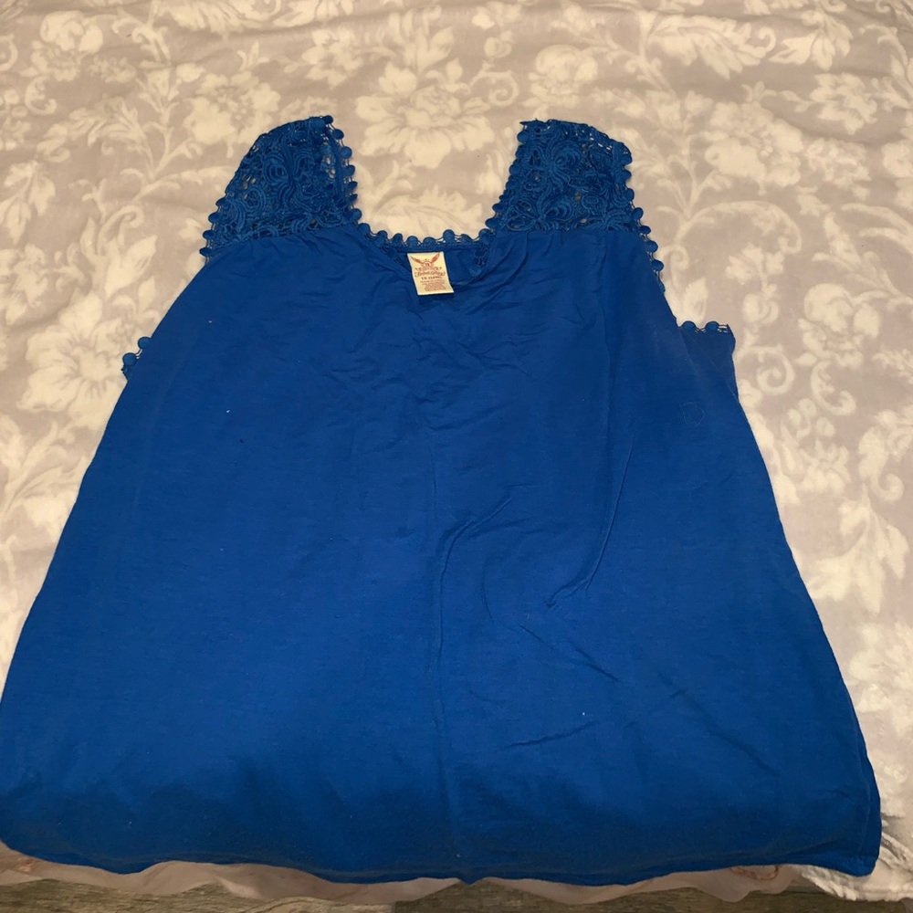 Blue lace tank top